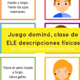 Juego dominó descripciones físicas. Vocabulario descripciones físicas en clase de ELE y en clase de Inglés. #spanishteacher #gcsespansish. Physical description, Spanish GCSE