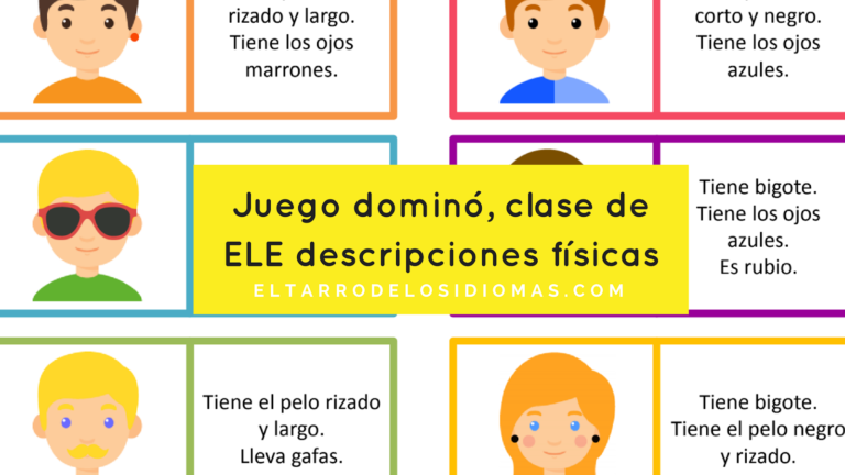 Juego dominó descripciones físicas. Vocabulario descripciones físicas en clase de ELE y en clase de Inglés. #spanishteacher #gcsespansish. Physical description, Spanish GCSE