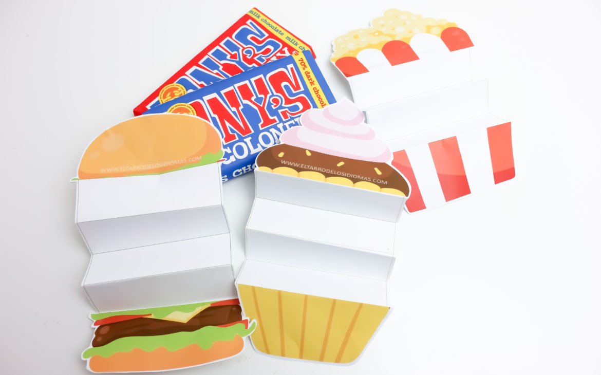 Descargable, tarjetas plegables comida.