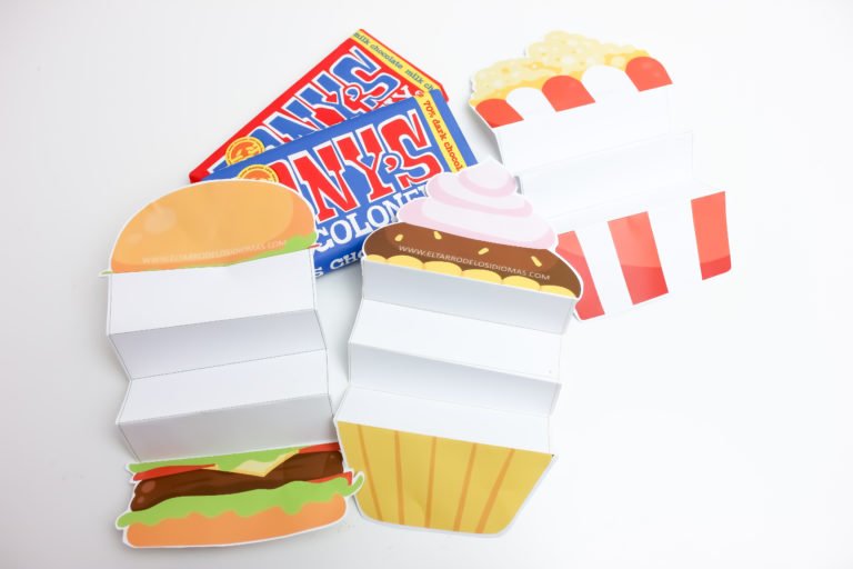 Descargable, tarjetas plegables comida.