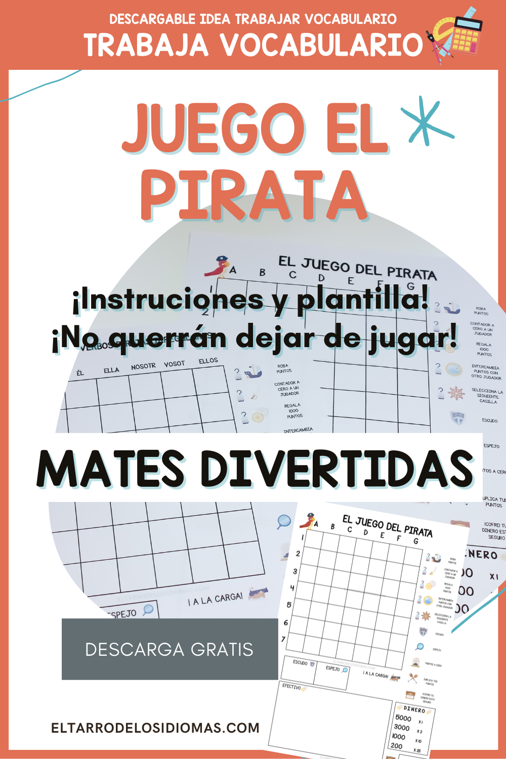 The pirate game. Juego del pirata. Idejas juegos matemáticas. Matemáticas primaria y secundaria